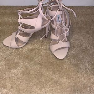 Blush strappy heels